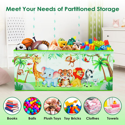 Decalsweet Jungle Animal Extra Large Kids Toy Storage Box with Lid,Foldable Oxford Toy Storage Organizer Box for Girls Boys-963240cm-Lightweight Toy