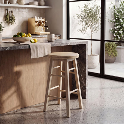 Chef Vida Modern 360° Swivel Breakfast Bar Stool for Kitchen Counters, Natural Wood 2, Natural
