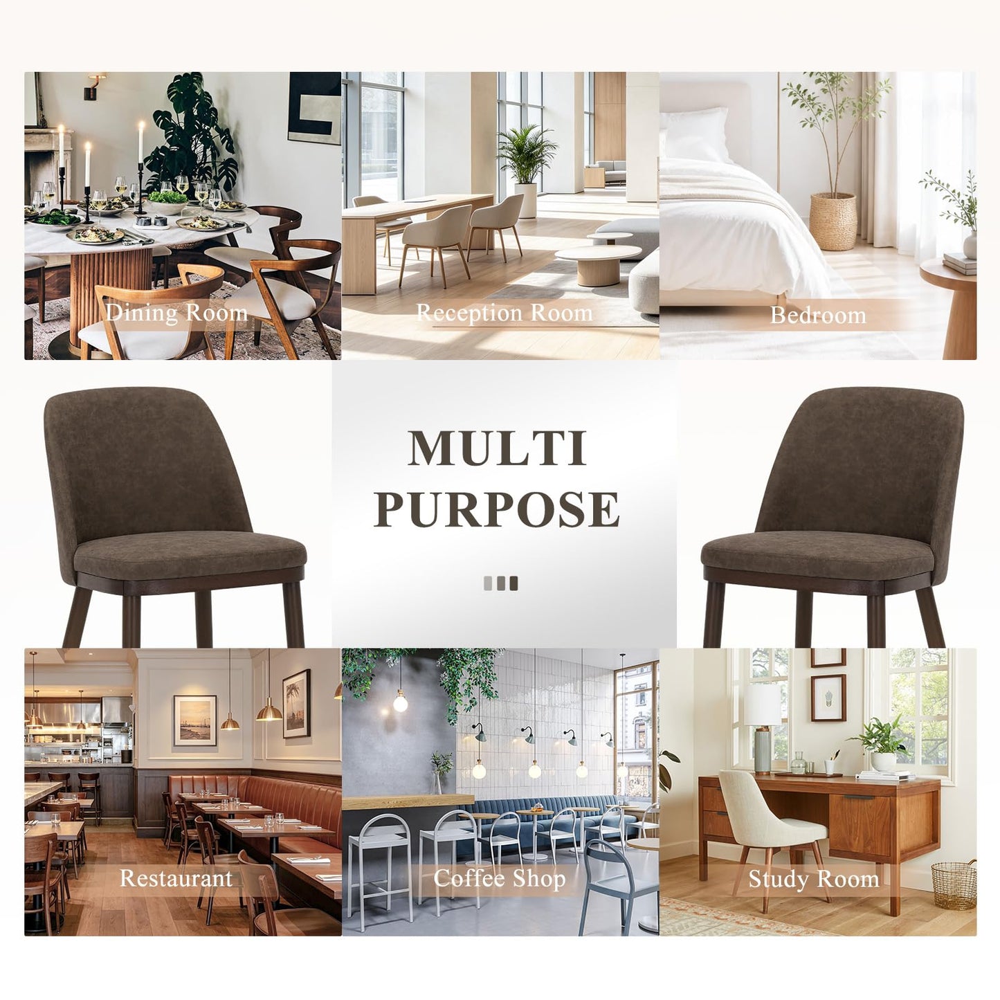 MALOL Thick Wood-base Dining Chairs Set of 6, Upholstered Kitchen Chairs with Solid Wood Legs and Thick Seat Cushion