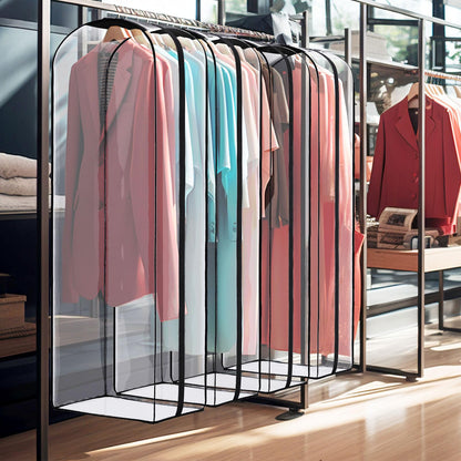 DecacnX 60" Dress Covers Garment Bags Full Length, 10" Gusseted Hanging Dress Bags Covers Long with Side Zipper, Clear Clothes Covers for Dresses