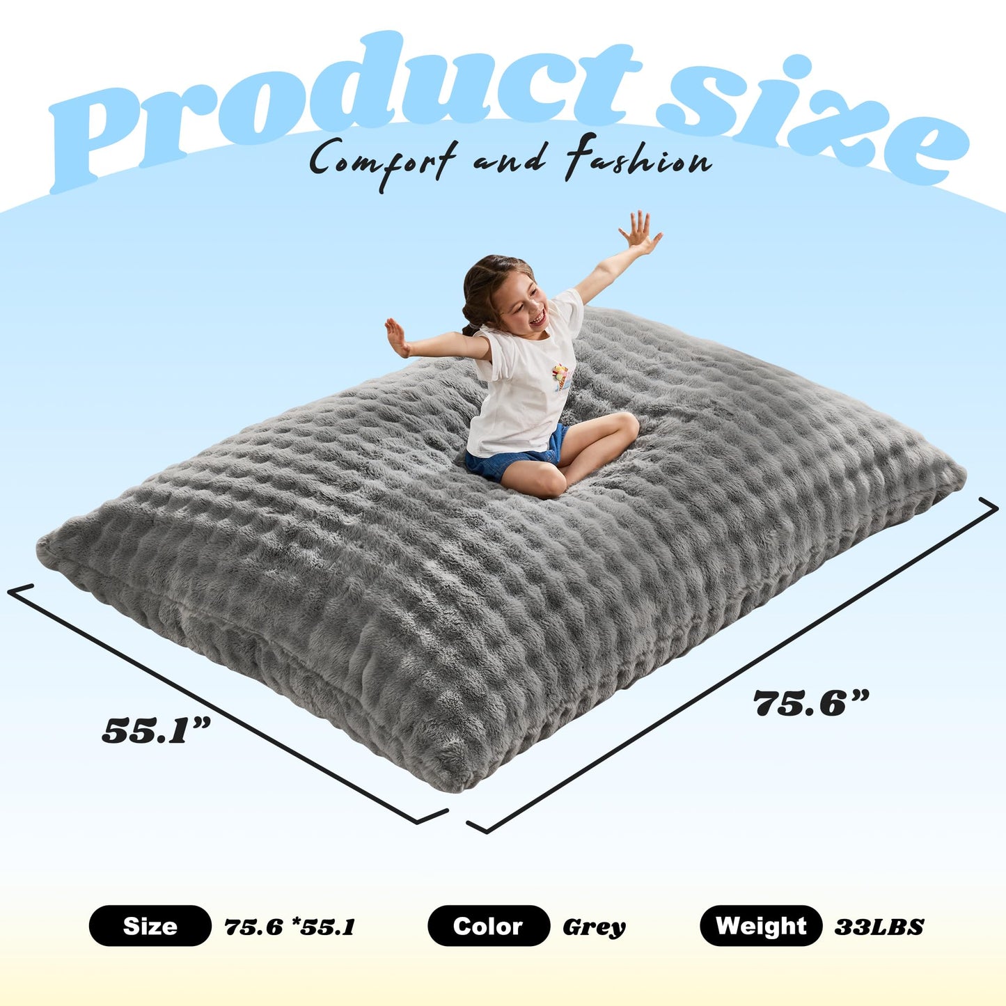 Hobestluk Adult Bean Bag Chair 3 in 1 Convertible Large Bean Bag Sofa