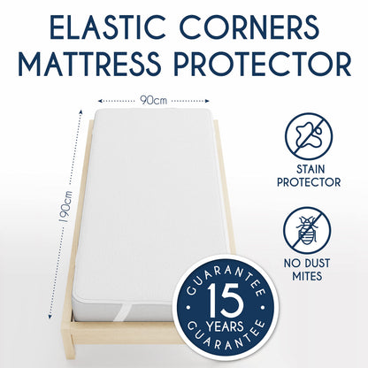 Dreamzie Mattress Protector Waterproof with 4 Elastic Corners - Made in EU - OEKO-TEX® Certified- For Mattress 90 x 190 cm