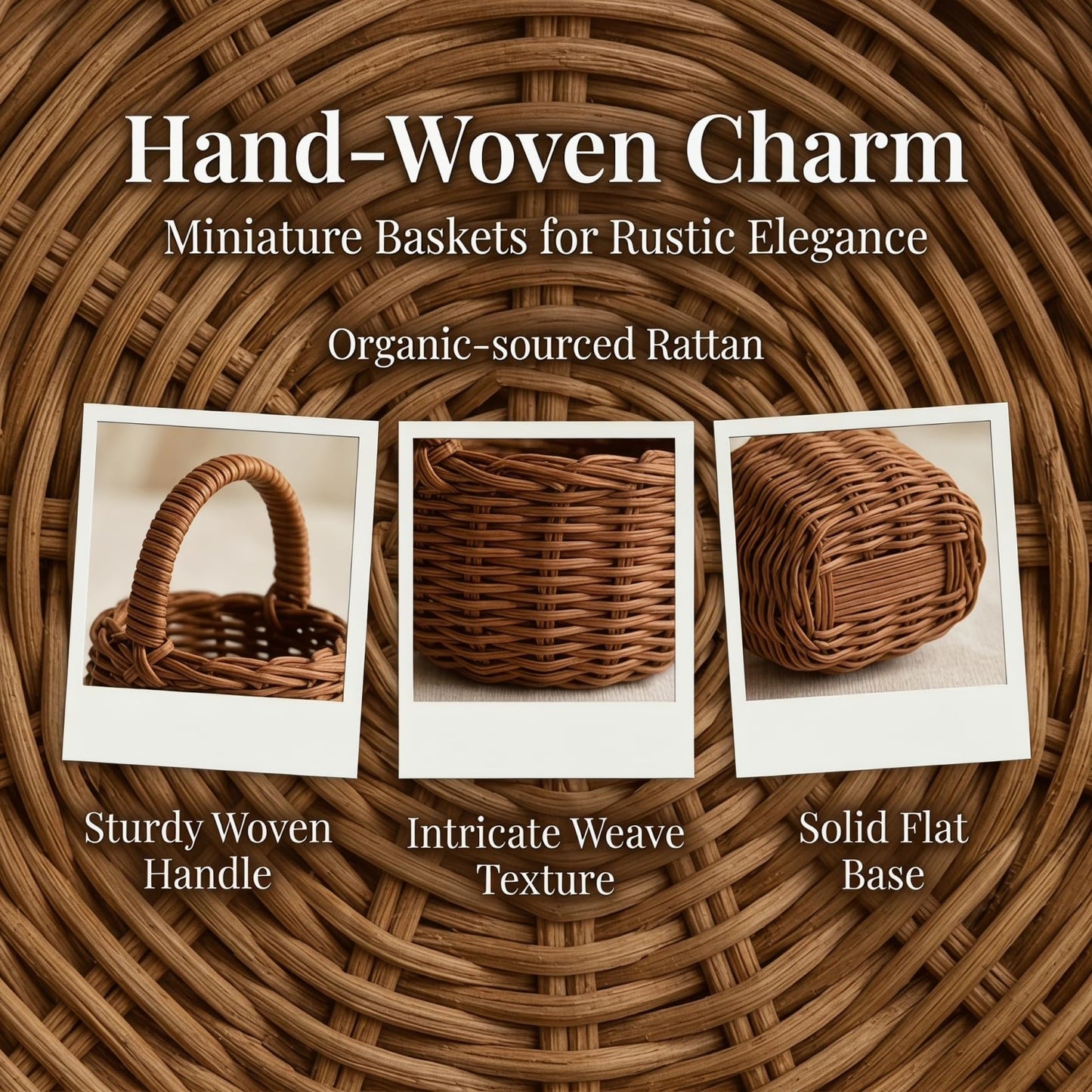 UKCOCO 2pcs Miniature Woven with Handles Small Farmhouse Storage Basket for Weddings Parties and Home Decor Rustic Flower Arrangement