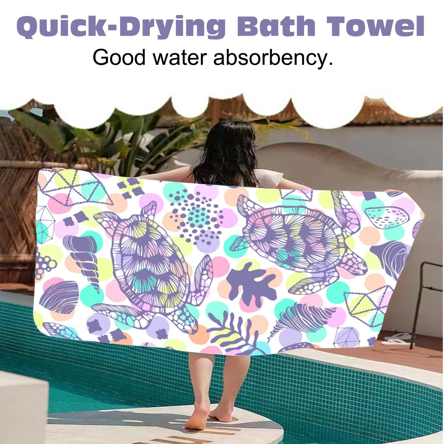 BSITSSS Extra Large Microfibre Beach Towel, Quick Dry Travel Swimming Towel for Adults, 140x70cm, Purple
