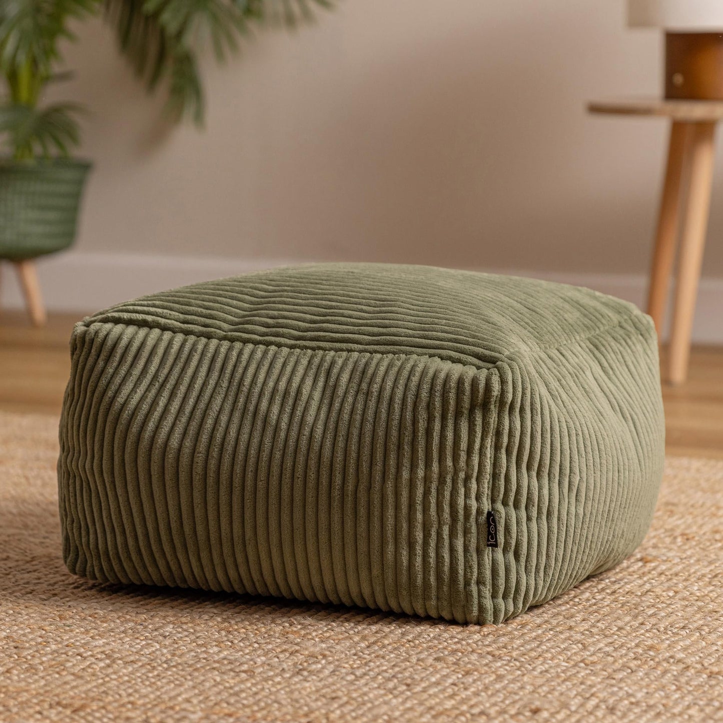 icon Amara Small Cord Bean Bag Footstool with Filling Included, Green