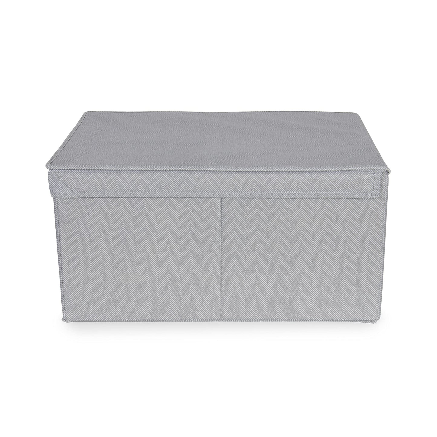 Compactor Foldable Storage Box with Lid, Non-Woven Polypropylene and Cardboard, 40 x 50 x 25cm, Boston Range, Grey, RAN10907
