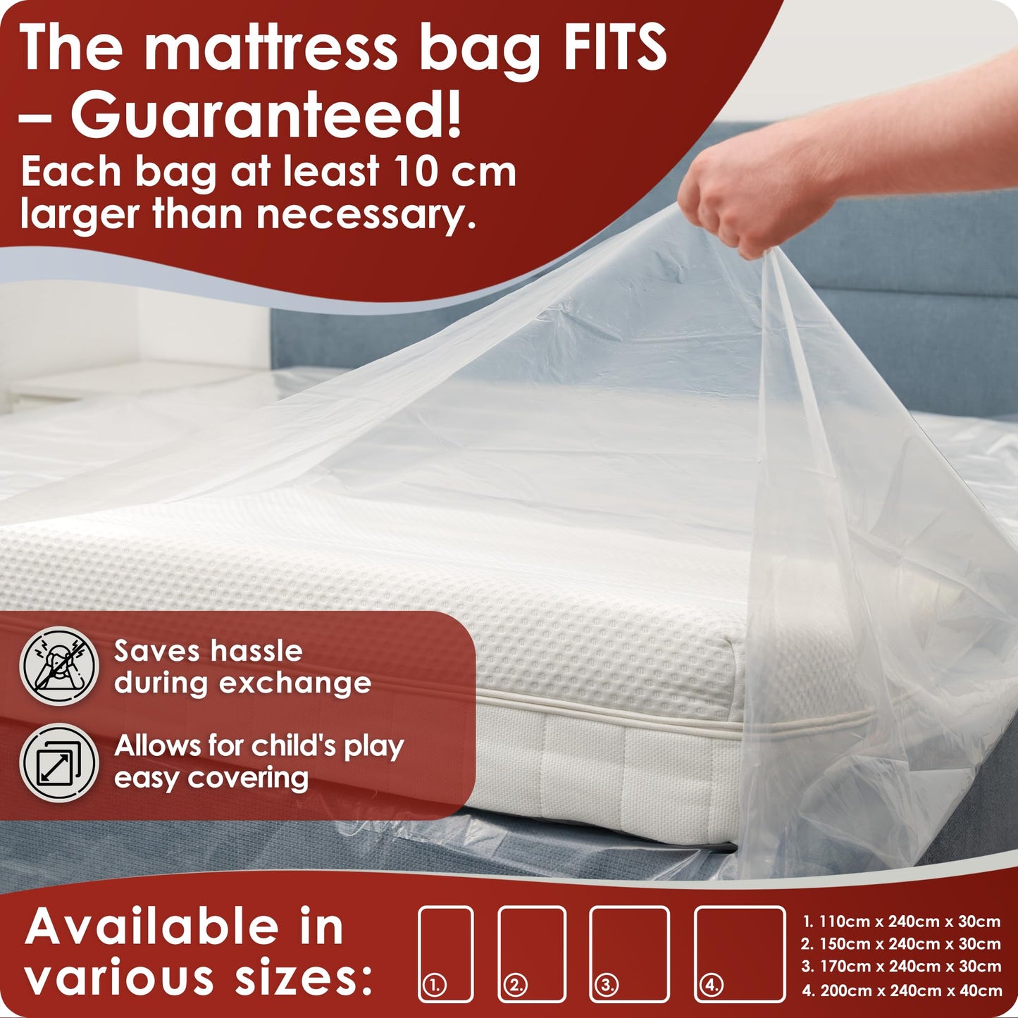 WEIDEBACH® Robust mattress cover, mattress bag for 180 x 200 cm king