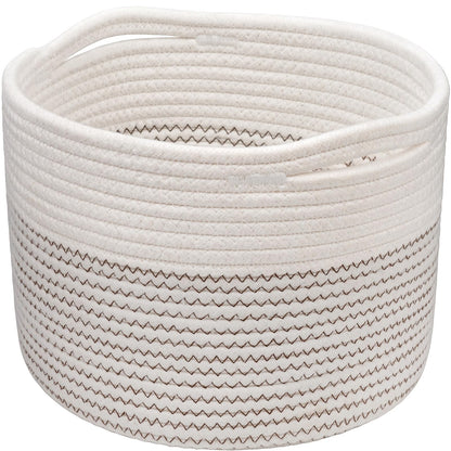 TIMEYARD Small Round Cotton Rope Storage Basket Decorative Shelf Basket