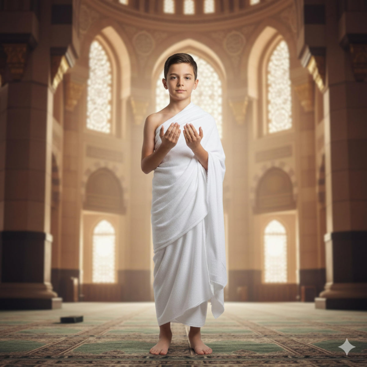 taj Kids Ehram for 10-13 Years - Hajj and Umrah Essentials - Ihram for Umrah Men - 2 Towels White - Hygienic Natural 100% Pure Combed Cotton Towels