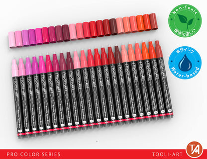 Acrylic Paint Pens 22 Red & Pink Tones Assorted Pro Colour Series Markers Set 0.7mm Extra Fine Tip for Rock Painting, Glass, Mugs, Wood, Metal,