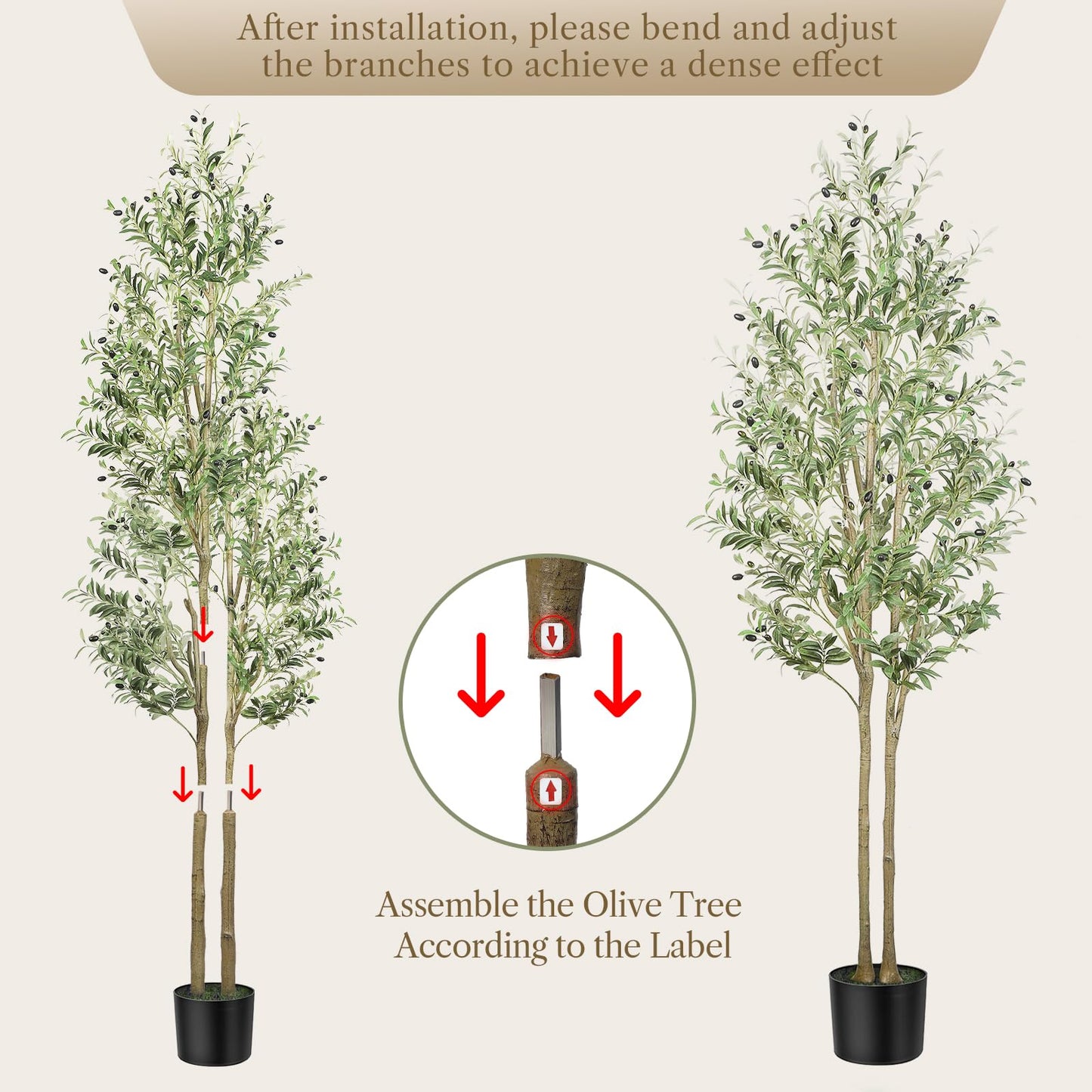 Alupssuc Artificial Olive Tree, Fake Olive Tree with Lifelike Leaves, Indoor Outdoor for Home & Garden, 7FT (210cm)