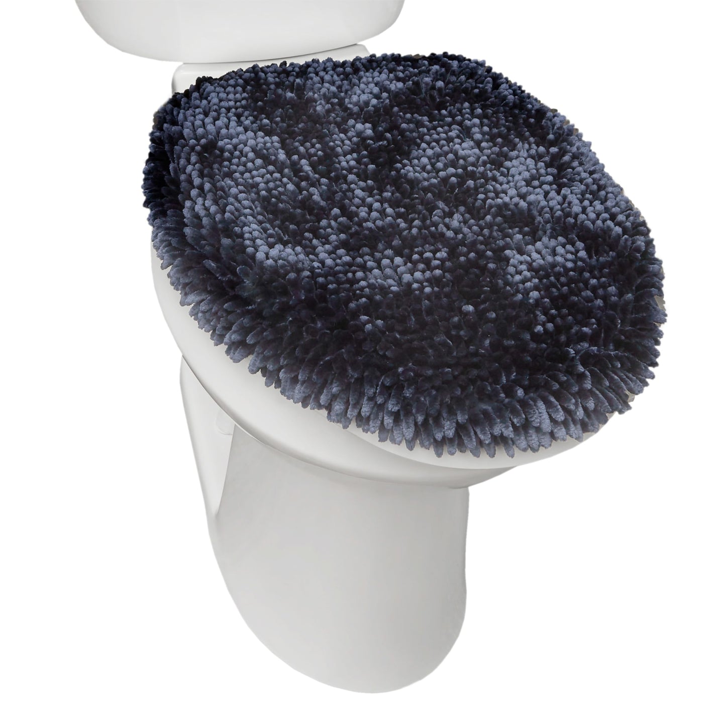 TOWN & COUNTRY BASICS SoHome Spa Step Luxury Plush Chenille Shag Machine Washable Ultra Soft Standard Toilet Lid Cover 18.5"x19.6" Blue