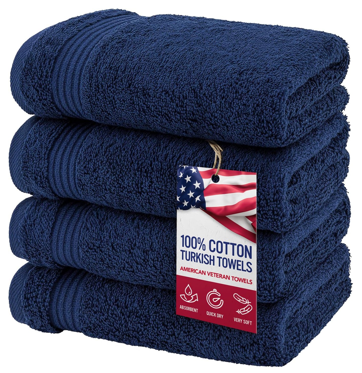 American Veteran Towel, Hand Towels for Bathroom Set of 4, 100% Cotton Turkish Hand Towel Sets Clearance Prime, Soft Hand Face Towels