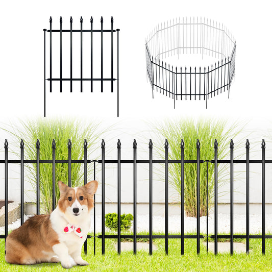 ARIFARO Decorative Metal Garden Fence 61cm high x 61cm Wide 5 Pack, Animal Barrier for Dog Pet, Border Garden Fencing for Outdoor Patio Lawn Yard