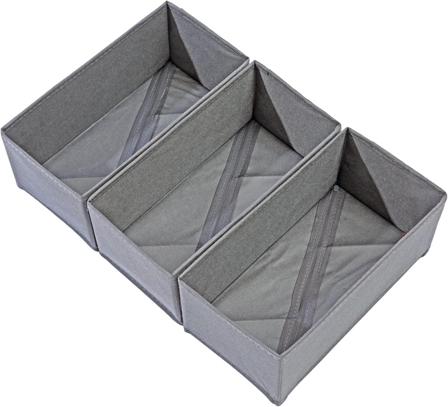 DIRXVMC Sock Underwear Drawer Organisers 3 packs Dresser Drawer Organizers Foldable Wardrobe Storage Box Fabric Drawer Dividers for Bra, Socks