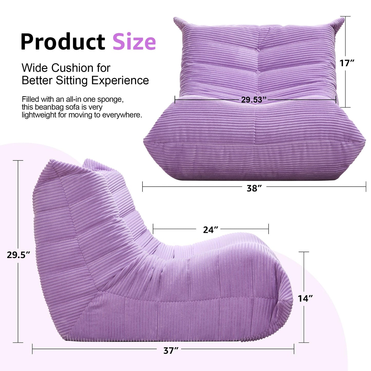 Hobestluk Big Bean Bag Chairs for Adults Fireside BeanBag Couch Togo Sofa