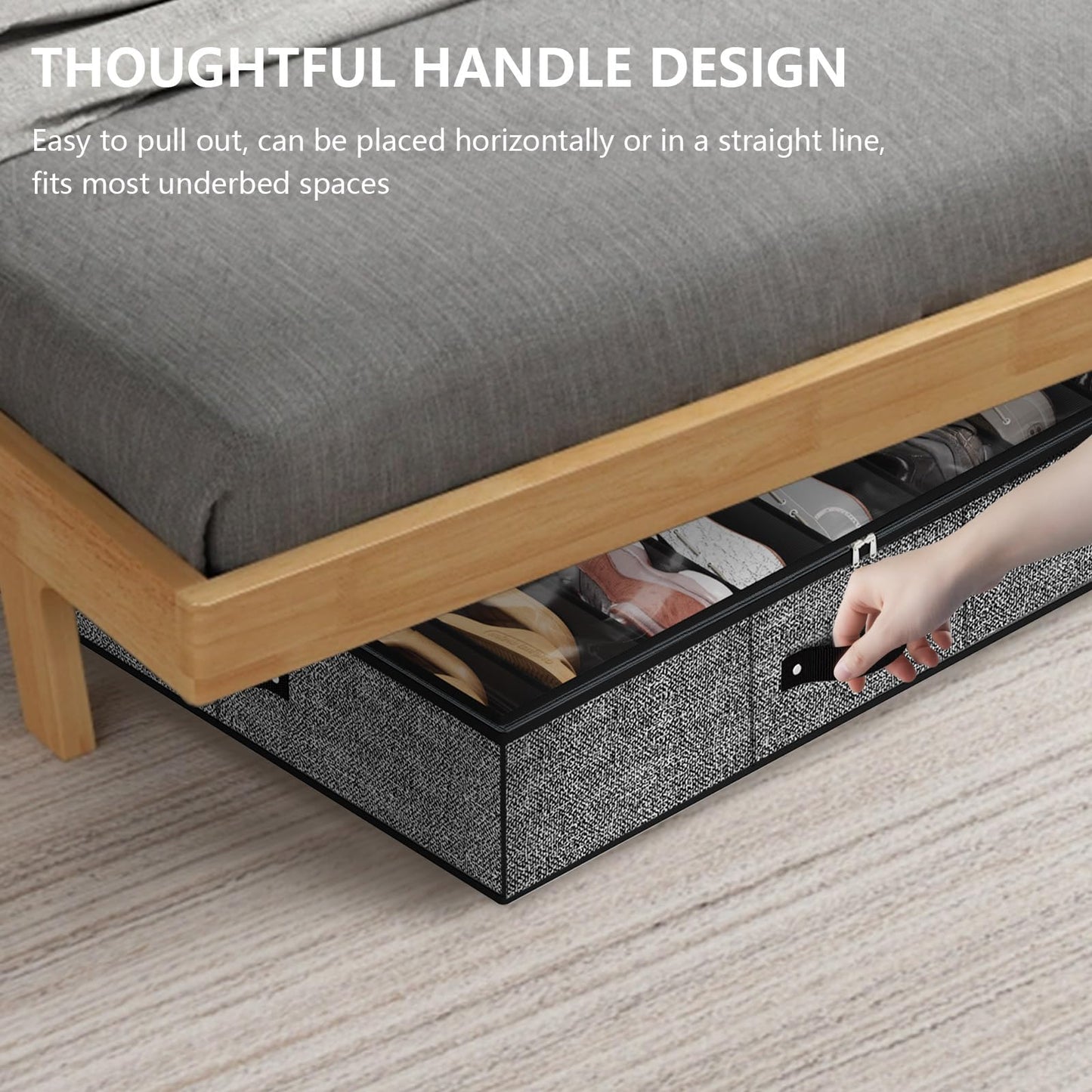 VERONLY 32 Pairs Shoe Storage Box, Under Bed Storage Organiser, Organizador De Zapatos, Extra Large Zapateras Organiser, Black, Set of 2
