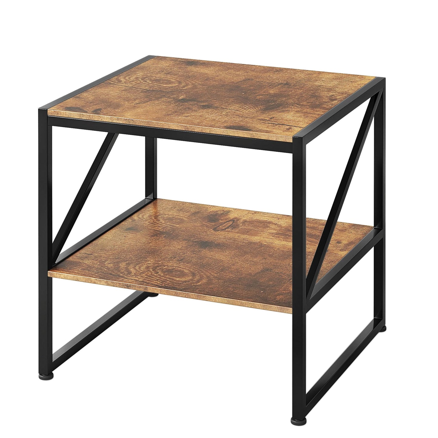 MUTUN 50cm Square End Table, 20 Inch Side Table for Living Room, Bedside Table for Bedroom, Nightstand, Small Table, Rustic Brown