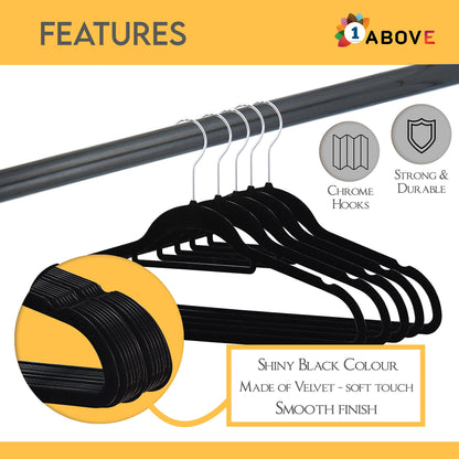 1ABOVE Premium Quality 20 pack Non-Slip Velvet Hangers 44cm Heavy Duty Velvet Suit Hangers with Tie Bar, 360° Swivel Hooks – Space saving