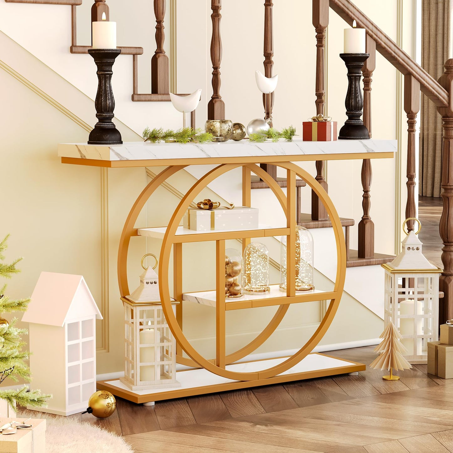 LITTLE TREE Console Table, 4-Tier Entryway Table Behind Couch Table, 41.3-Inch Modern Sofa Table for Living Room, Foyer Hallway Table for Entrance