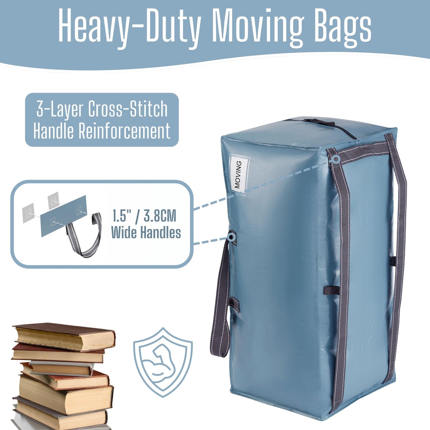 VENO 4 Pack Heavy-Duty Extra Large Moving Bags W/Backpack Straps, Moving House Essentials, Clothes Storage, Packing, Laundry Bags