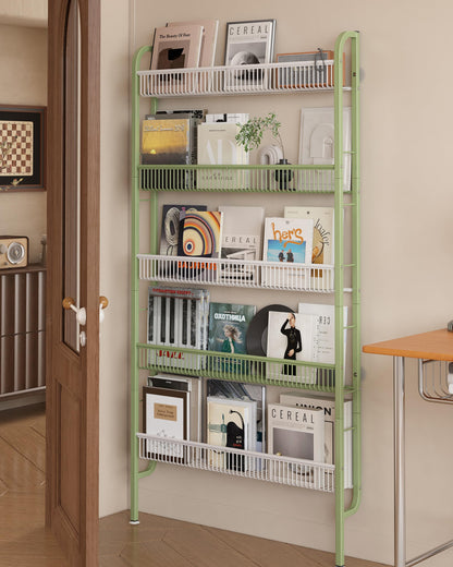 UMDONX Narrow Metal Storage Shelf Behind Door Book Organiser 5 Tier