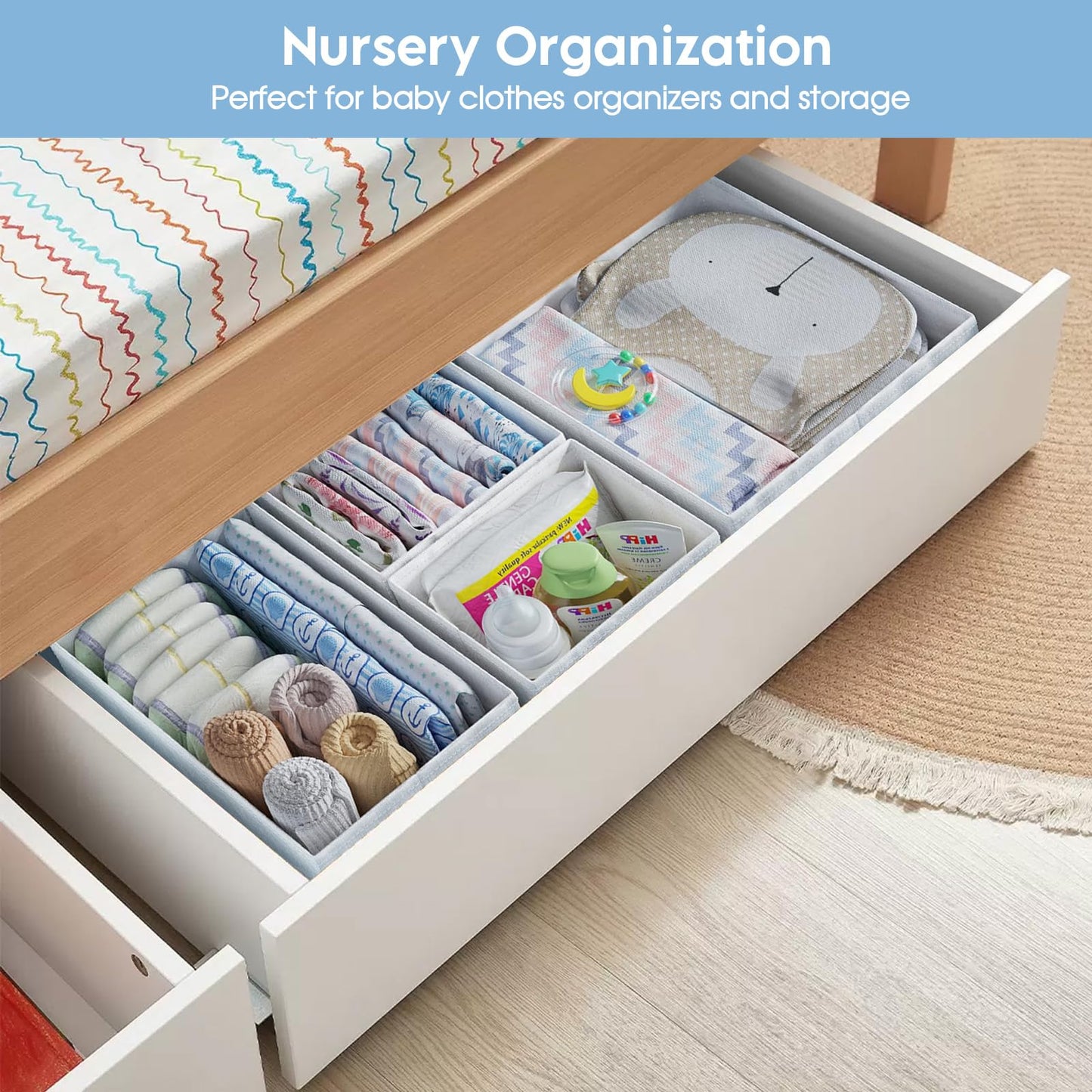 Yeqqzq 12 Pcs Drawer Organizer, Underwear Drawer Organizer Bins, Dresser Organizer for Baby Clothes, Dresser Drawer Dividers for Baby Clothing, Bra