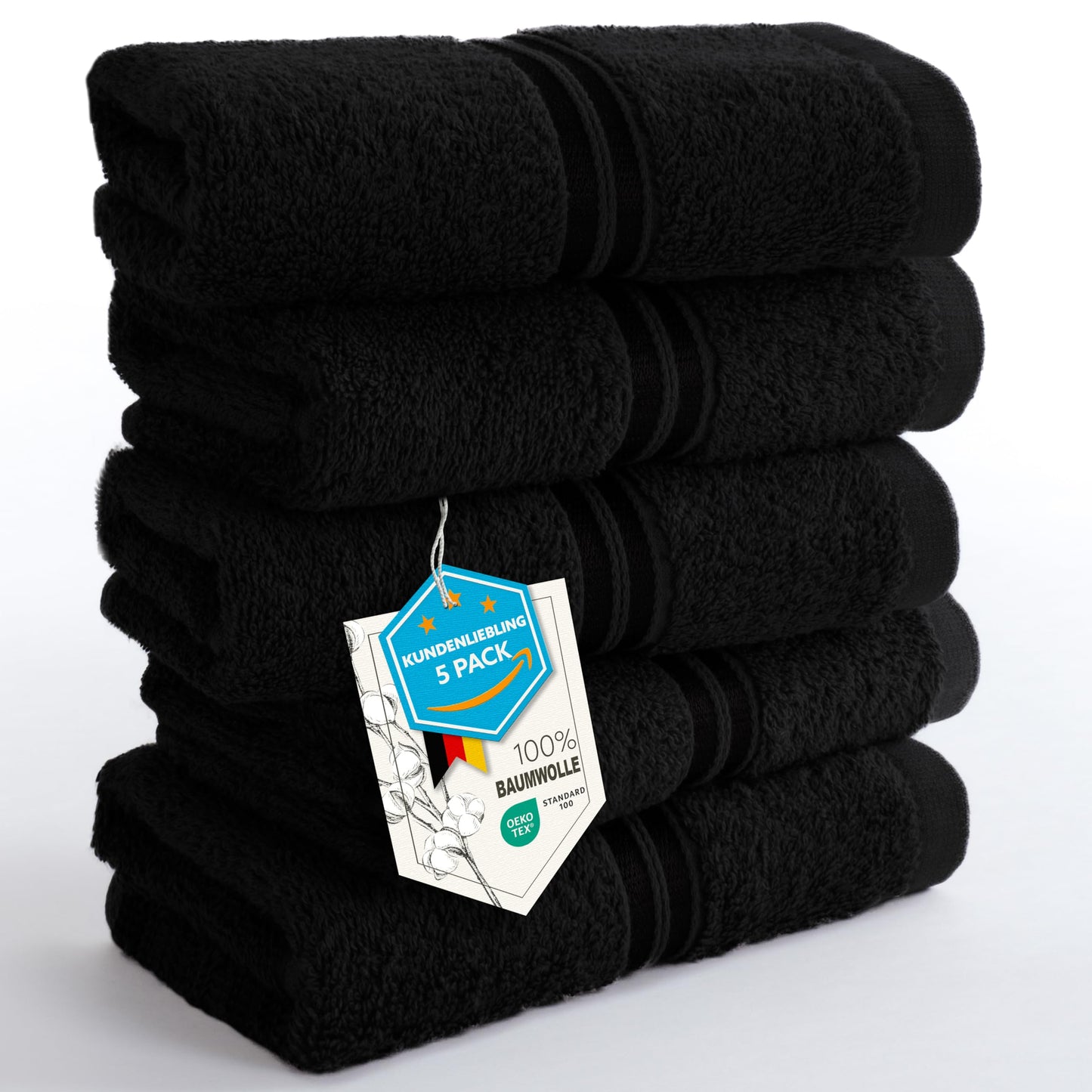 Hammetex Guest Towels Set of 5 30 x 50 cm 100% Cotton Terry Cloth