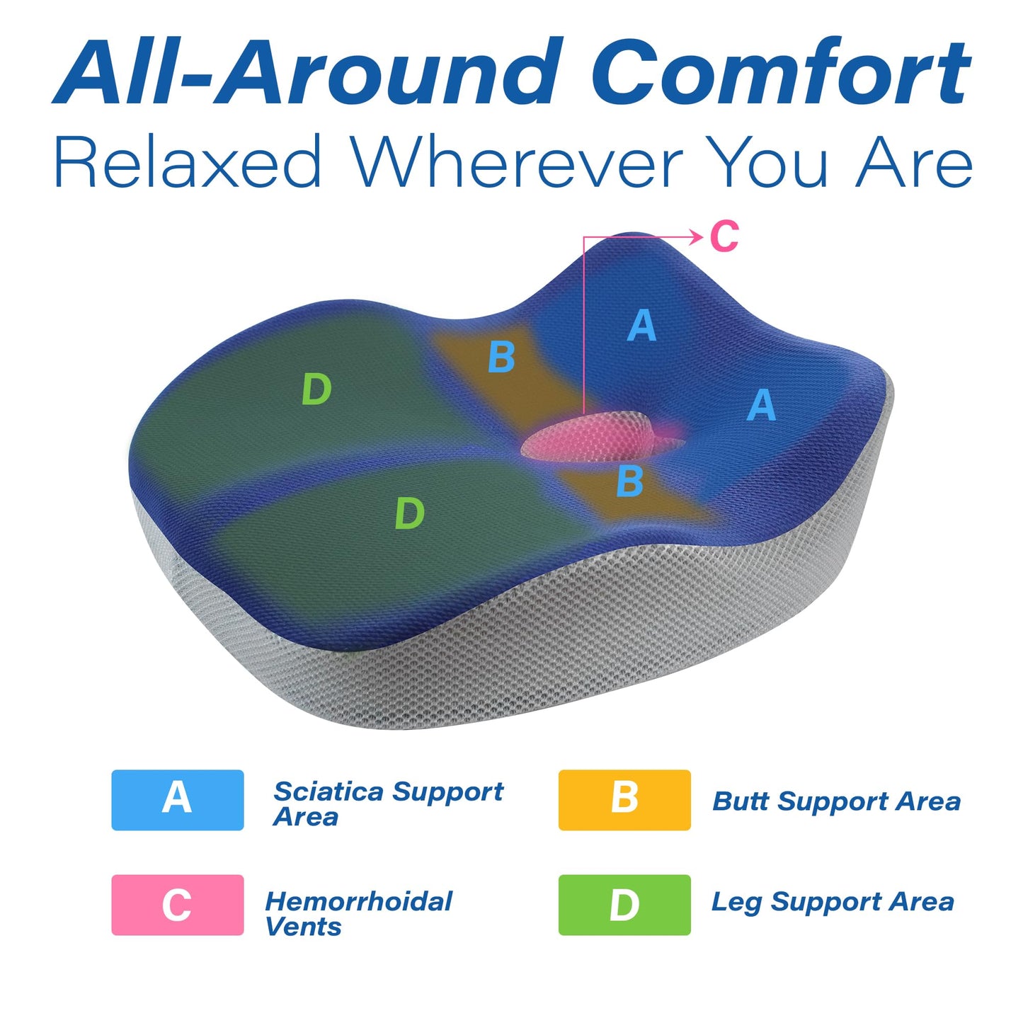 Allaboutsla Car Seat Cushion for Driving, Car Seat Pillow for Short Drivers