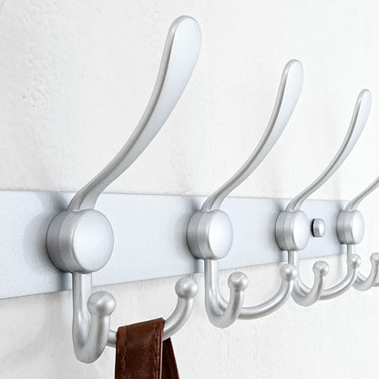 Dseap Coat Rack Wall Mounted - 5 Tri Hooks, Heavy Duty, Stainless Steel, Metal Coat Hook Rail for Coat Hat Towel Purse Robes Mudroom Bathroom