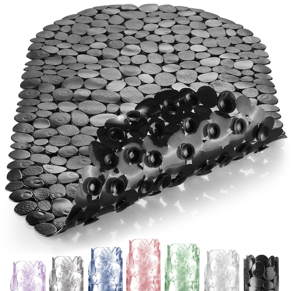 DOPROP Oval Shower Mat 69x36cm, Non Slip Mat with Suction Cups for Elderly