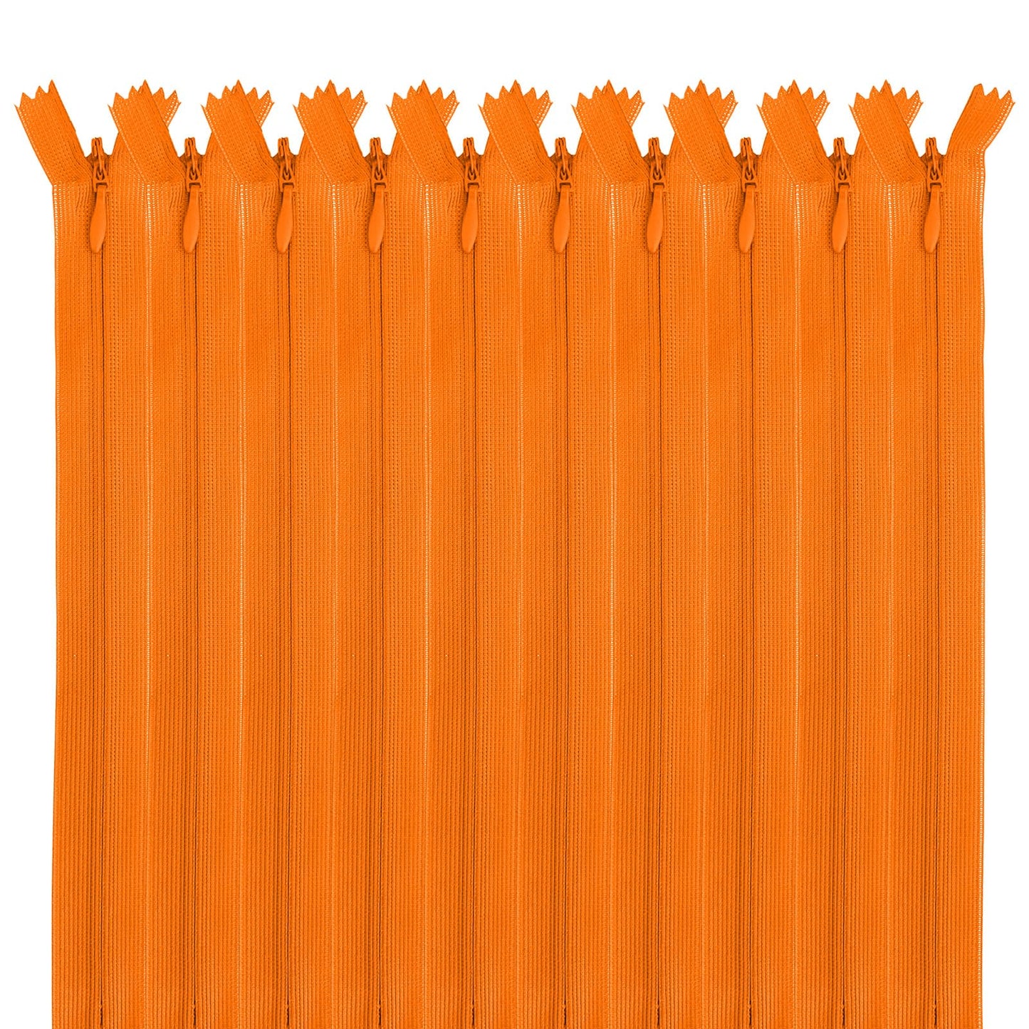 MARARDI Pack of 10 Invisible Zippers [Dark Orange] Nylon [50 cm] Sewing Clothes, Bags, Ribbon, Cotton, Leather, Plastic for Sewing Machine
