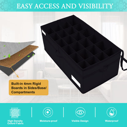 LUVHOMEE Shoe Organiser for Closet, Fits 24 Pairs, Large Shoe Box Storage Containers, Clear Foldable Shoe Storage Bins w/Bottom Support