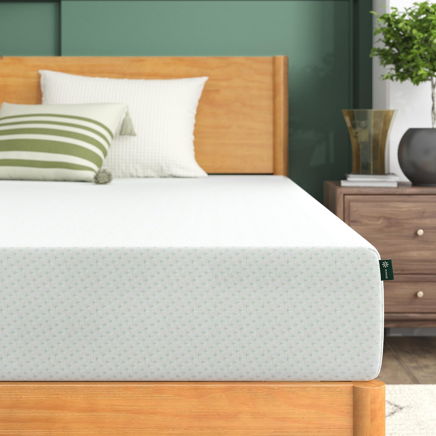 Zinus 3ft Single Mattress Memory Foam Infused with Green Tea - (90 x 190 cm) - 8'' Height - Medium Firm Orthopaedic Support - Lasting Freshness