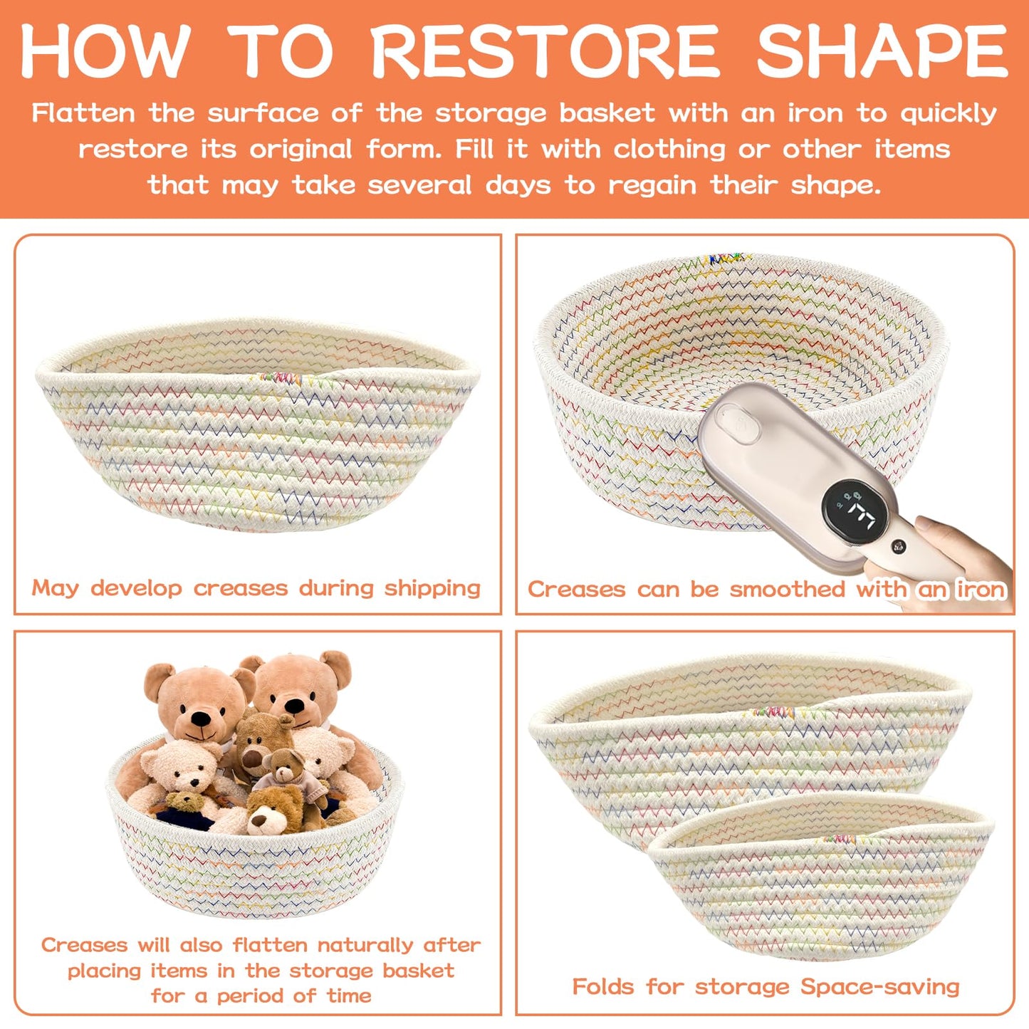 2 Pcs Cotton Rope Storage Baskets