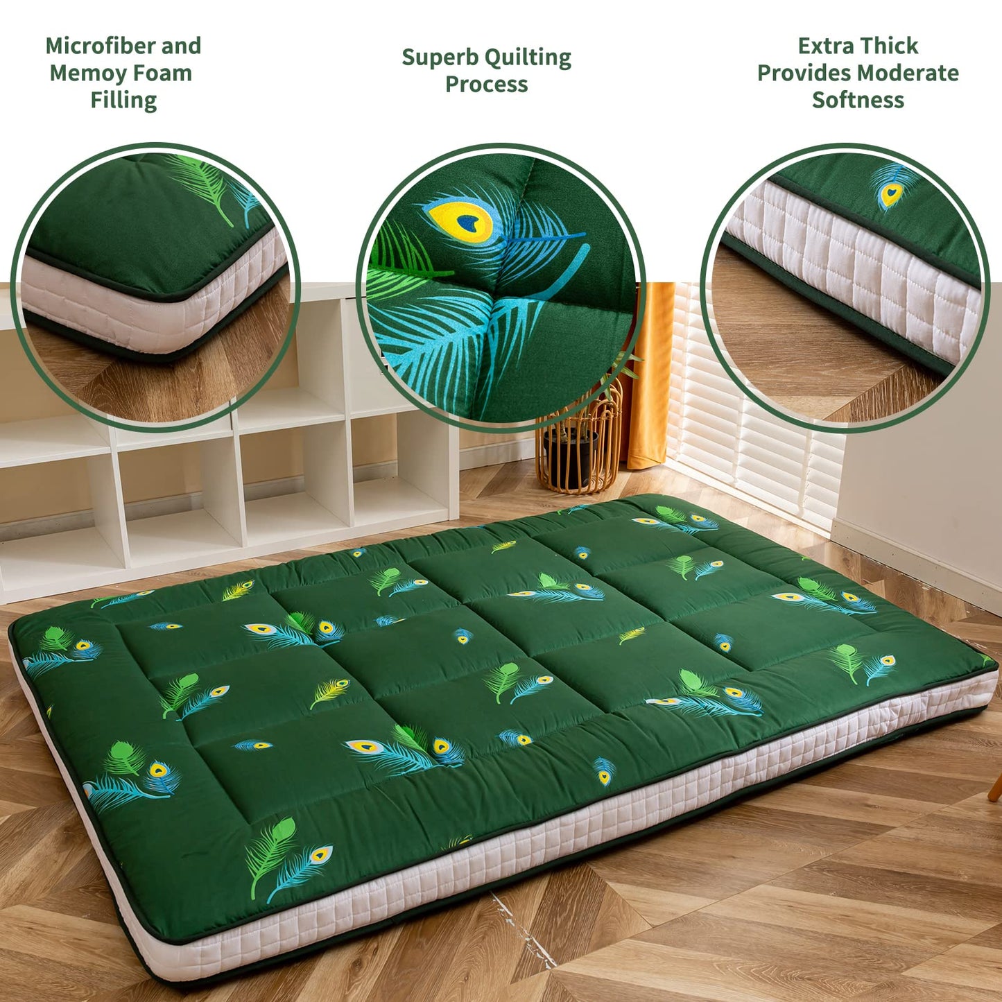 MAXYOYO Futon Mattress, Padded Japanese Floor Mattress Quilted Bed Mattress Topper