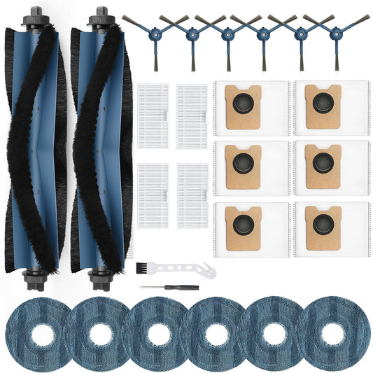 23-in-1 Replacement Parts Kit for Eufy RoboVac C20 Omni ? Includes 2 Roller Brushes, 4 HEPA Filters, 6 Mop Pads, 6 Side Brushes, 6 Dust Bags, Cleaning