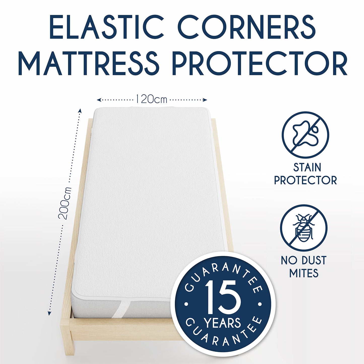 Dreamzie Mattress Protector Waterproof with 4 Elastic Corners - Made in EU - OEKO-TEX® Certified- For Mattress 120 x 200 cm