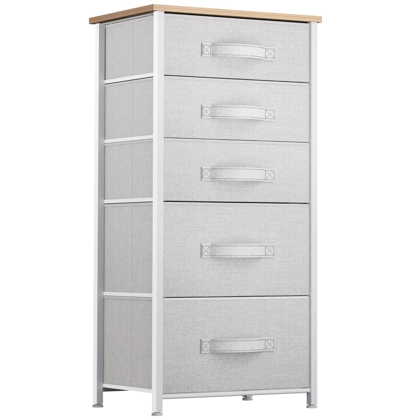 YITAHOME Narrow Chest of Drawers with 5 drawers, Fabric Dressers with Easy Pull Handle,Sturdy Steel Frame,Storage Drawers for Bedroom, Closet,