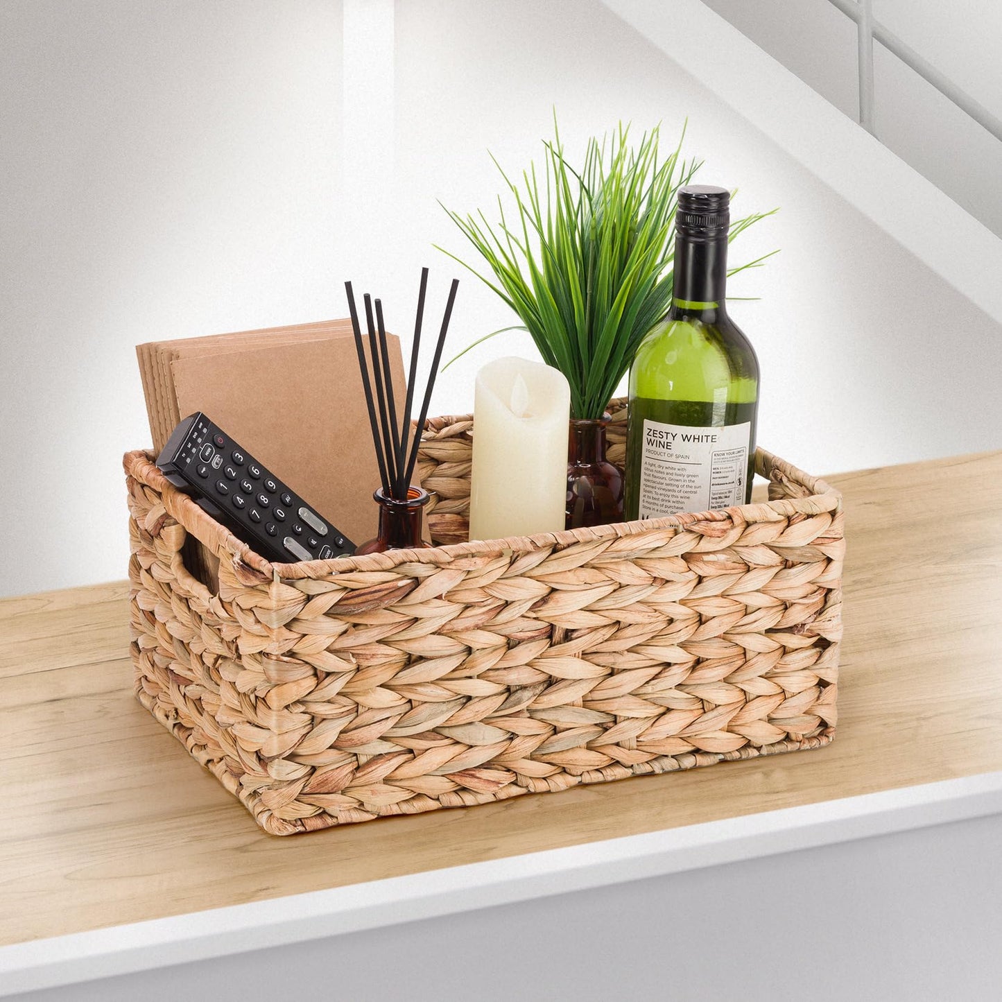 Woodluv Storage Baskets for Shelves, Woven Natural Hamper Gift Basket Bathroom Storage Basket organiser Toys Storage, Large