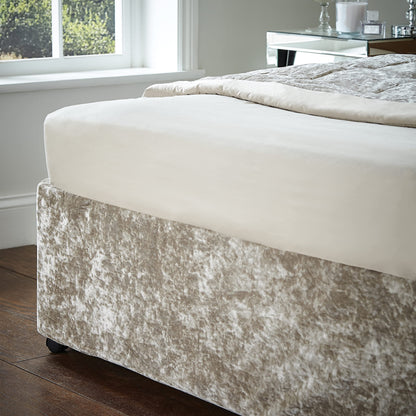 Catherine Lansfield Crushed Velvet Double Divan Divan Base Wrap Natural,BD/46254/W/BWRAPD/NT