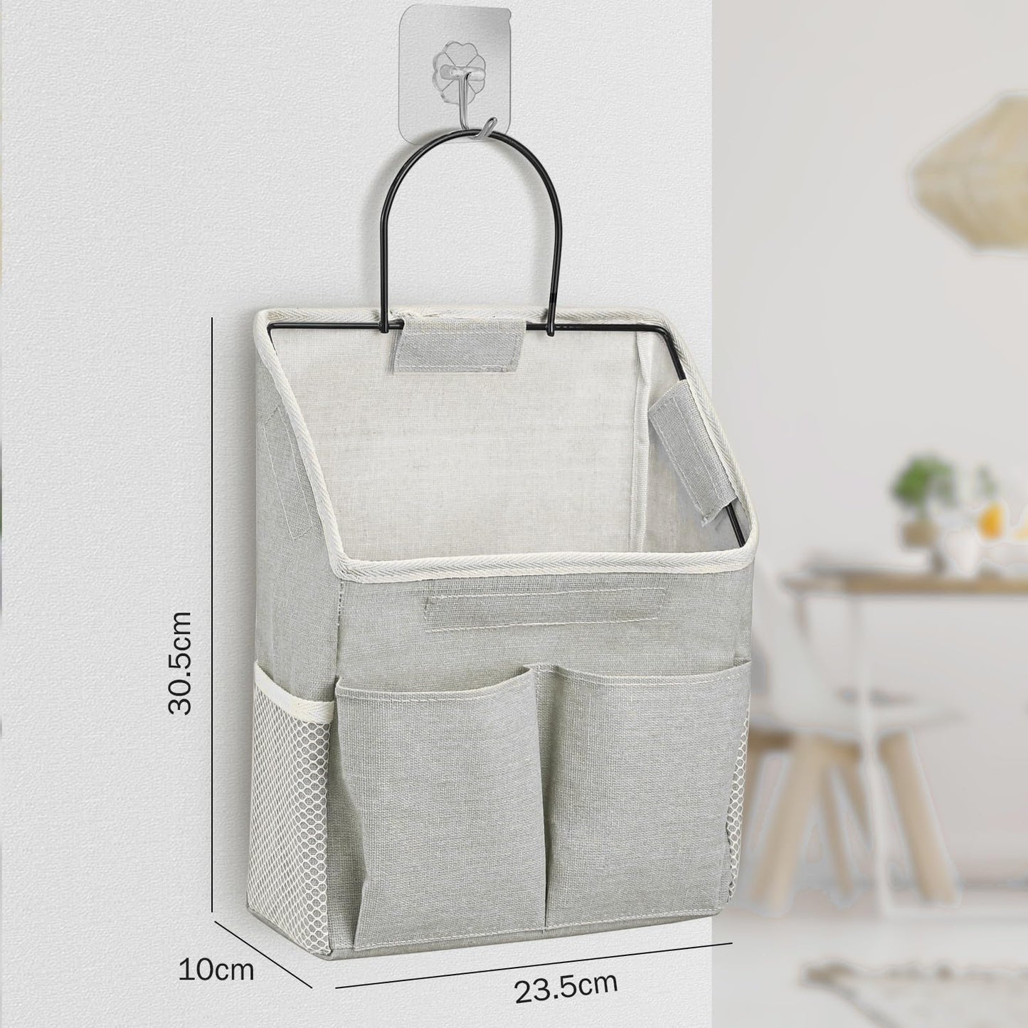 Set of 2 Waterproof Hanging Storage Organizers - Linen - Foldable - With Pockets - For Nursery, Bathroom, Bedroom, Office, RV - Grey