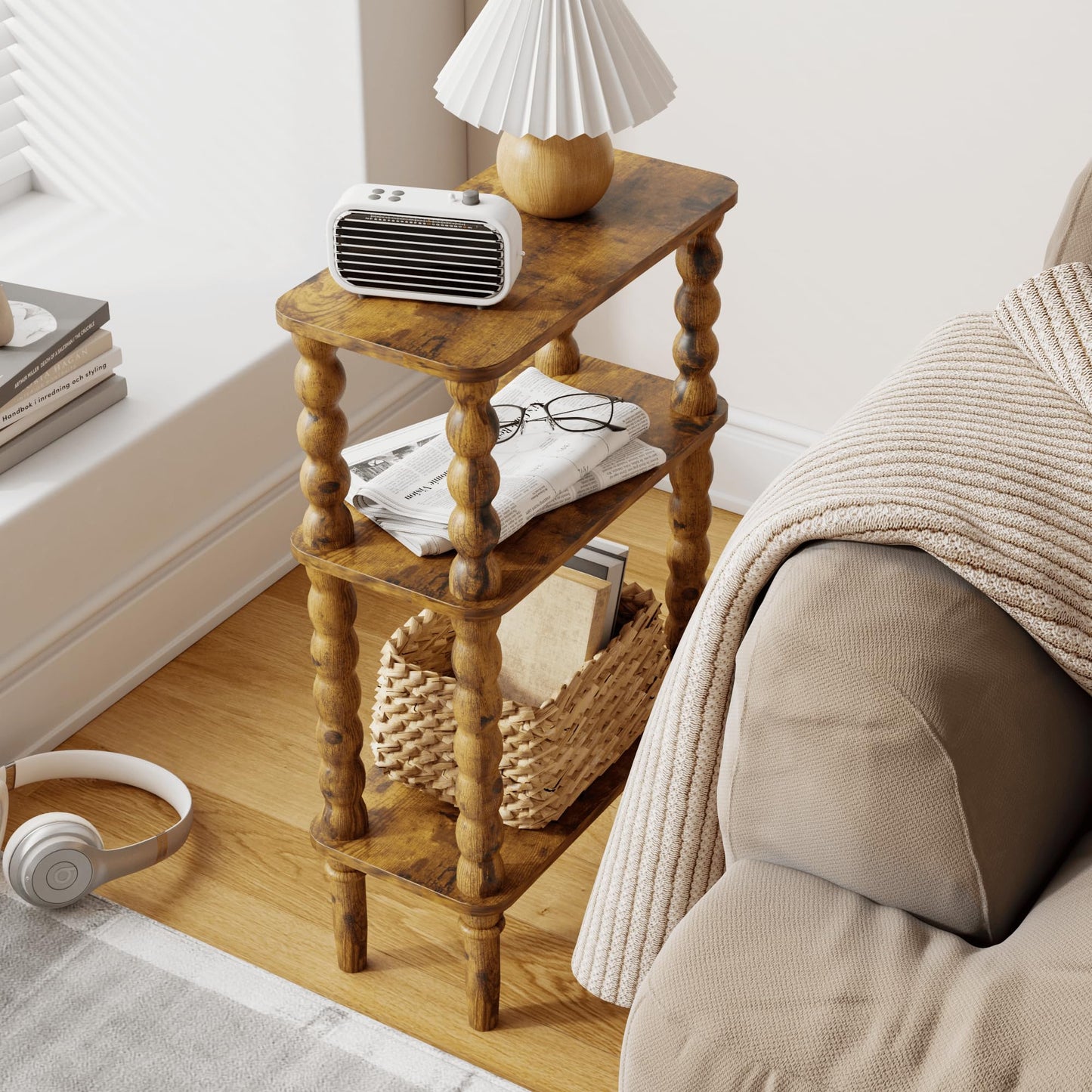 JERX 3-Tier Narrow Side Table Small End Table