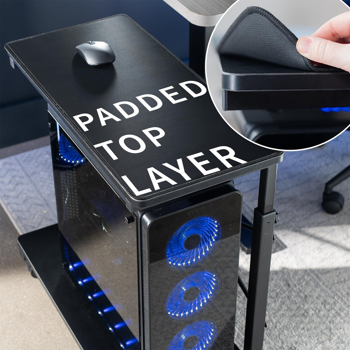 VIVO Large PC Cart with Storage Shelf, Premium Adjustable Mobile CPU Holder, Fits Gaming PC’s, Printers