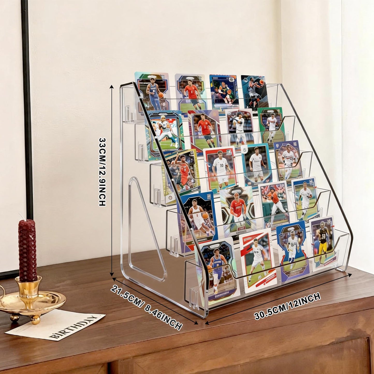 NONETO 5 Tier 12" Acrylic Trading Card Display Stand for Display Cards
