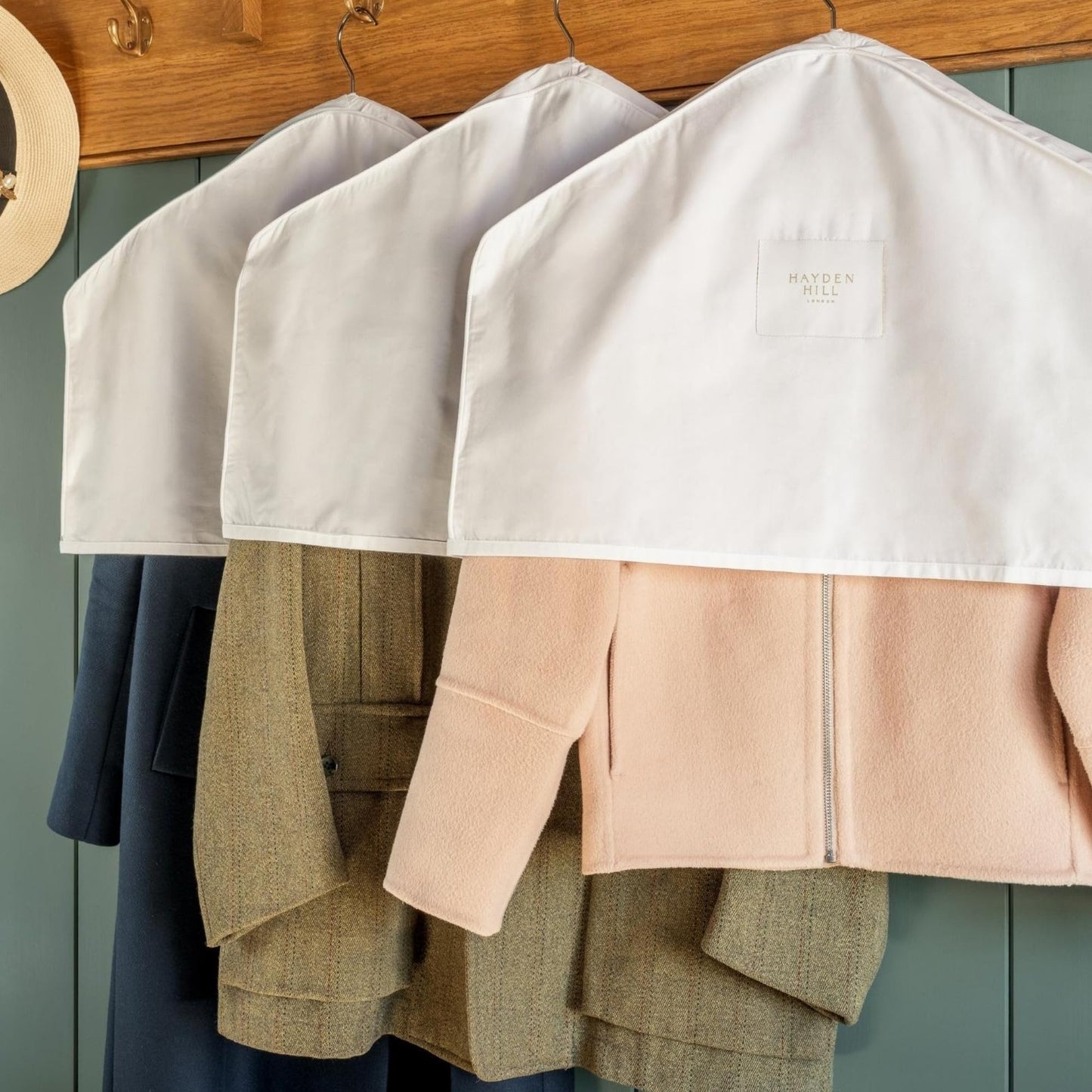 Hayden Hill Organic Cotton Shoulder Covers for Hanging Clothes, Set of 3