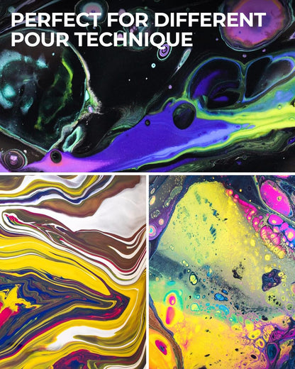 Nicpro 8 Colors Large Bulk Acrylic Pour Paint Set (33.8 oz, 1000 ml) Premixed High Flow Art Pouring Paint Supplies Kit with Silicone Pour Oil, Gloves
