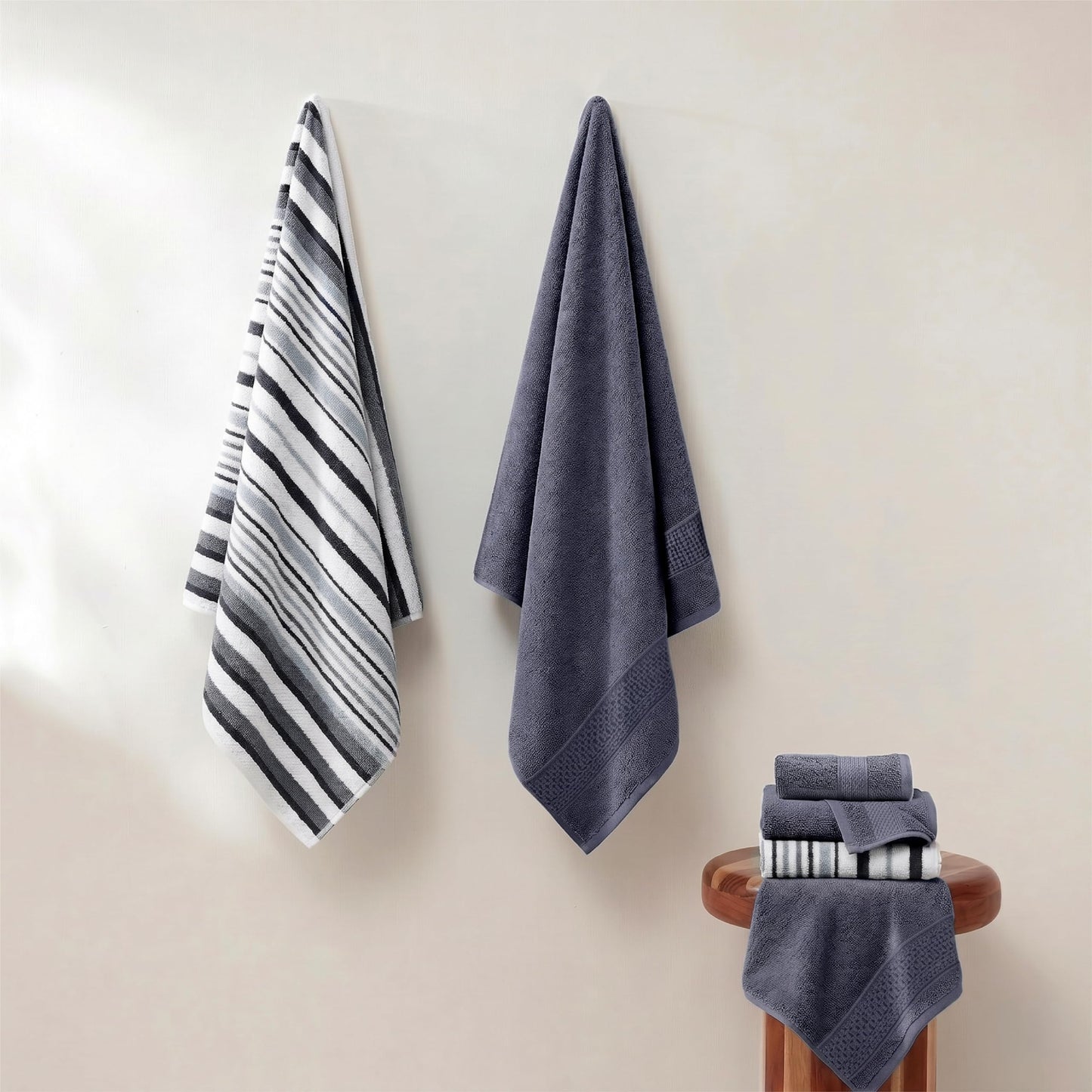 Modern Threads Pax 6-Piece Reversible Yarn Dyed Jacquard Towel Set - Bath Towels, Hand Towels, & Washcloths - Super Absorbent & Quick Dry