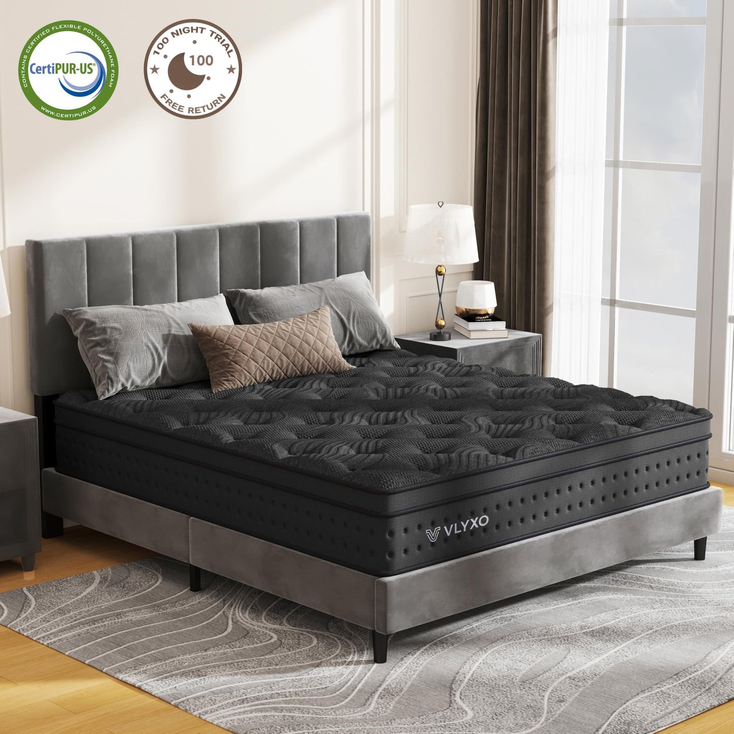 Vlyxo Double Hybrid Mattresses 4FT6, 10Inch Gel Memory Foam & Pocket Spring
