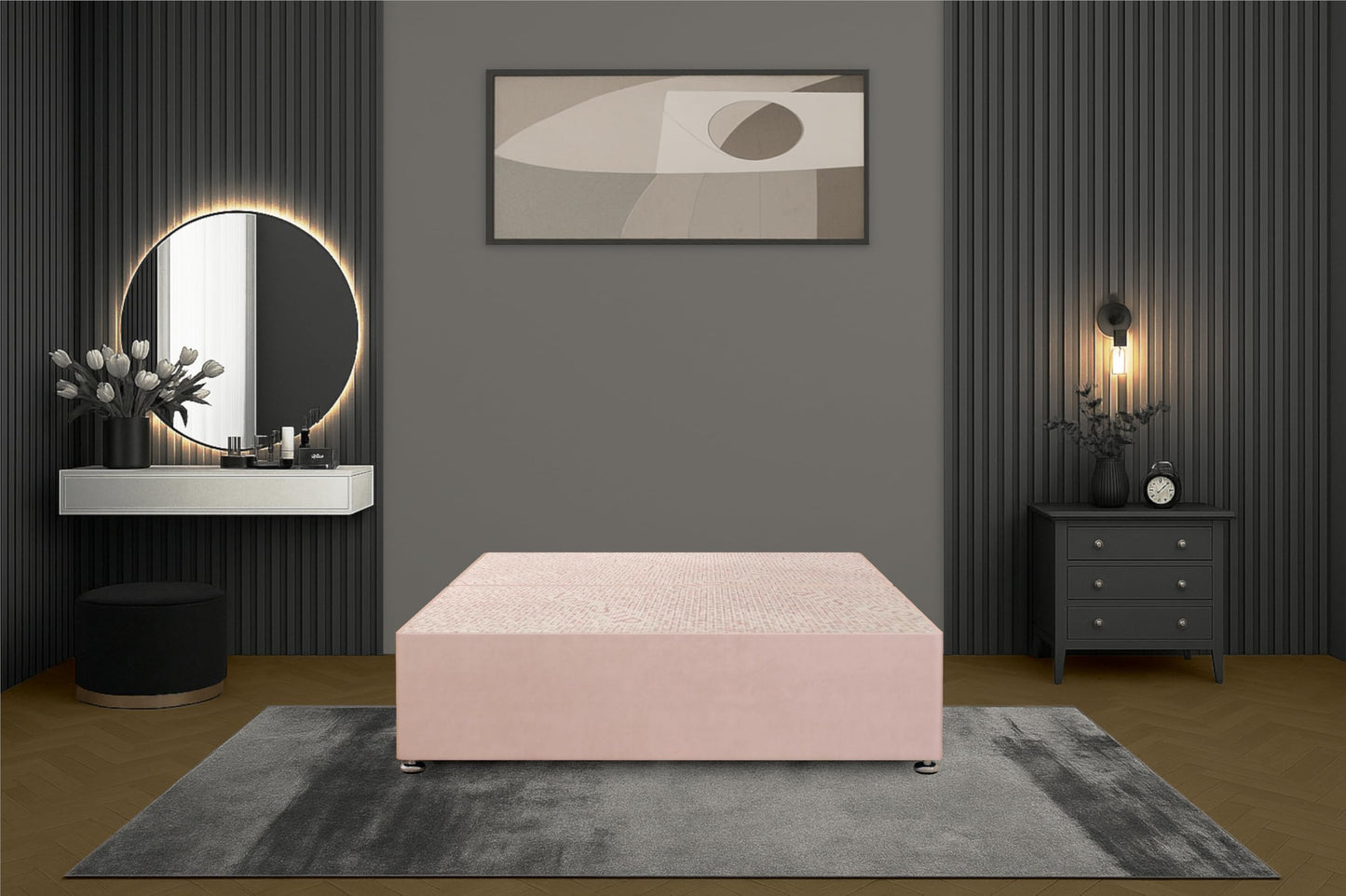 Bed Centre Flexby Divan Bed Base Only with 2 Drawers (Same Side), No Headboard - Available in 3FT, 4FT, 5FT & 6FT
